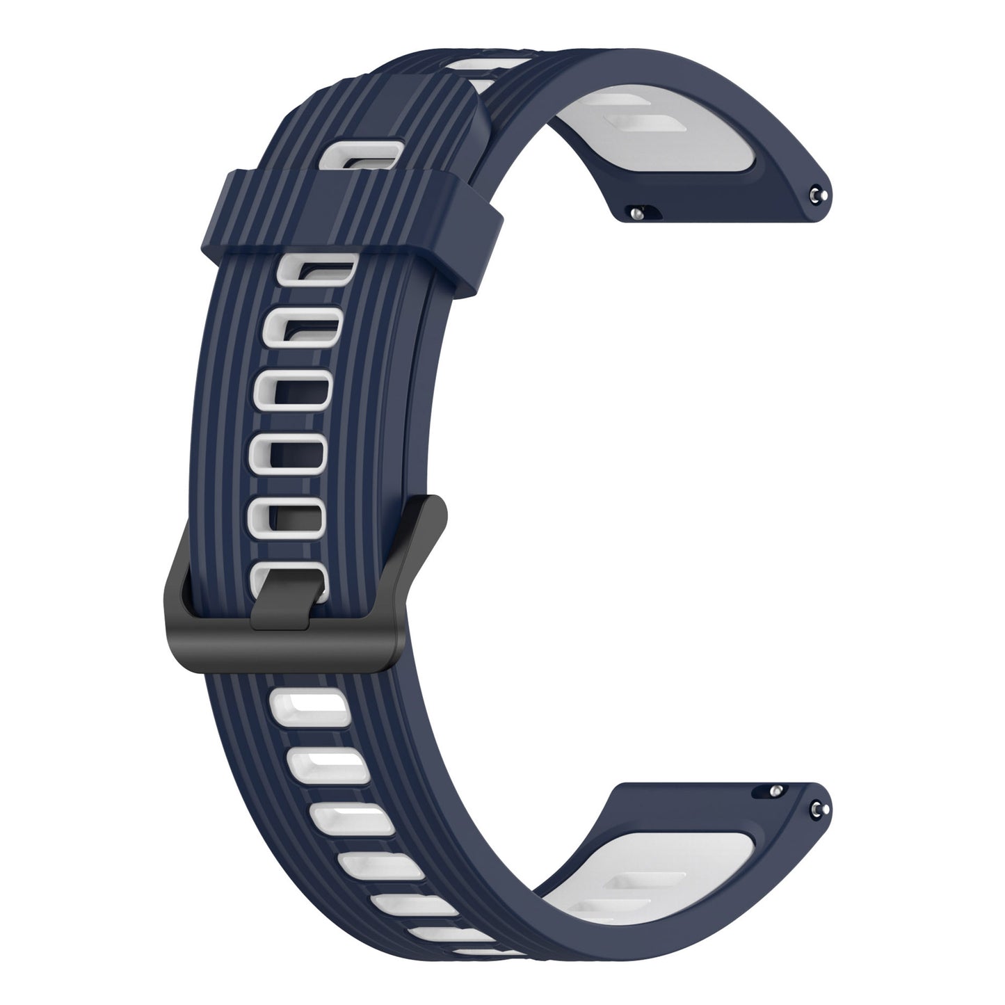 20mm Silicone Stripe Bi-color Watch Strap Soft Wristband with Buckle for Huawei Watch GT2 42mm/Samsung Galaxy Watch4 Classic 42mm/46mm/Watch4 40mm/44mm
