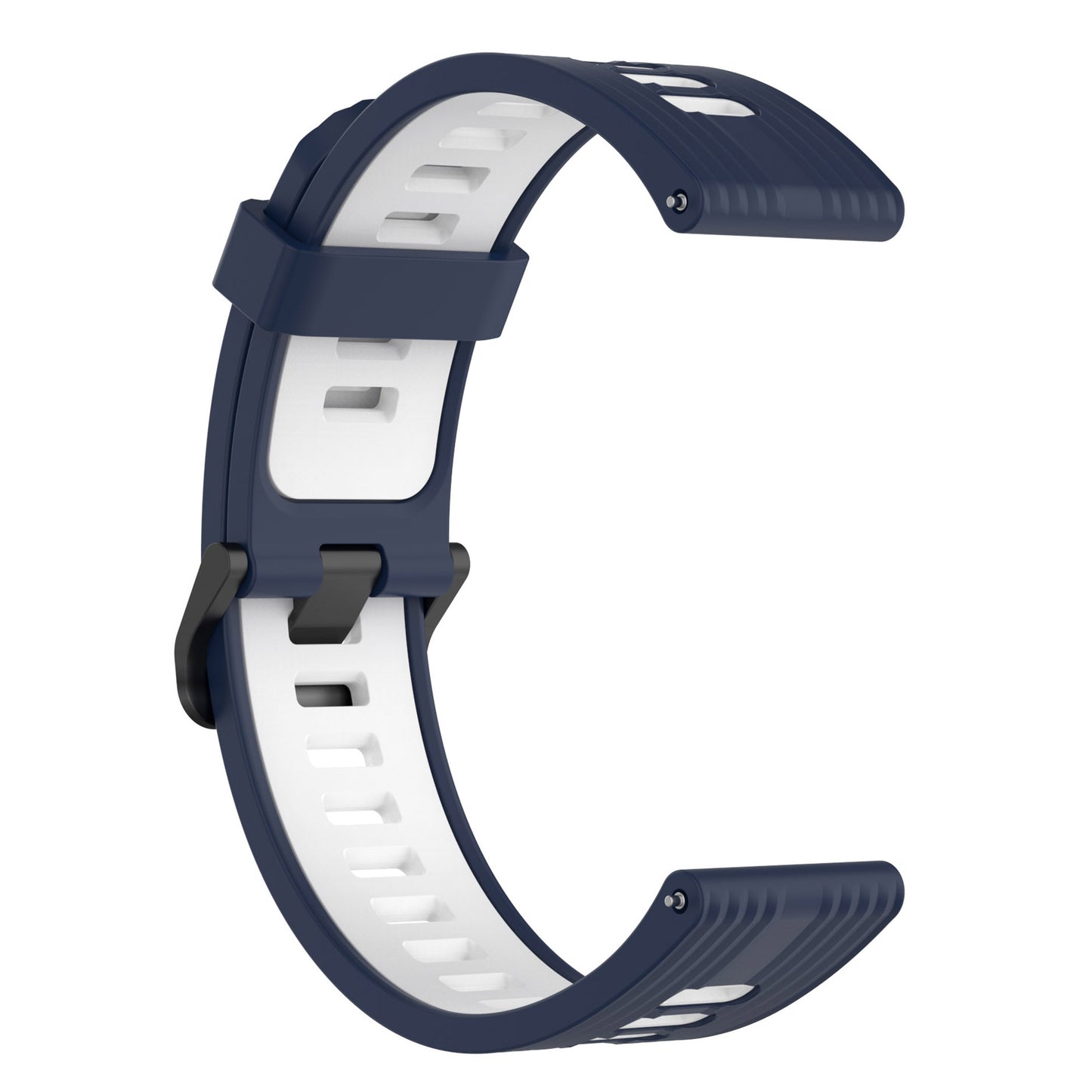 20mm Silicone Stripe Bi-color Watch Strap Soft Wristband with Buckle for Huawei Watch GT2 42mm/Samsung Galaxy Watch4 Classic 42mm/46mm/Watch4 40mm/44mm