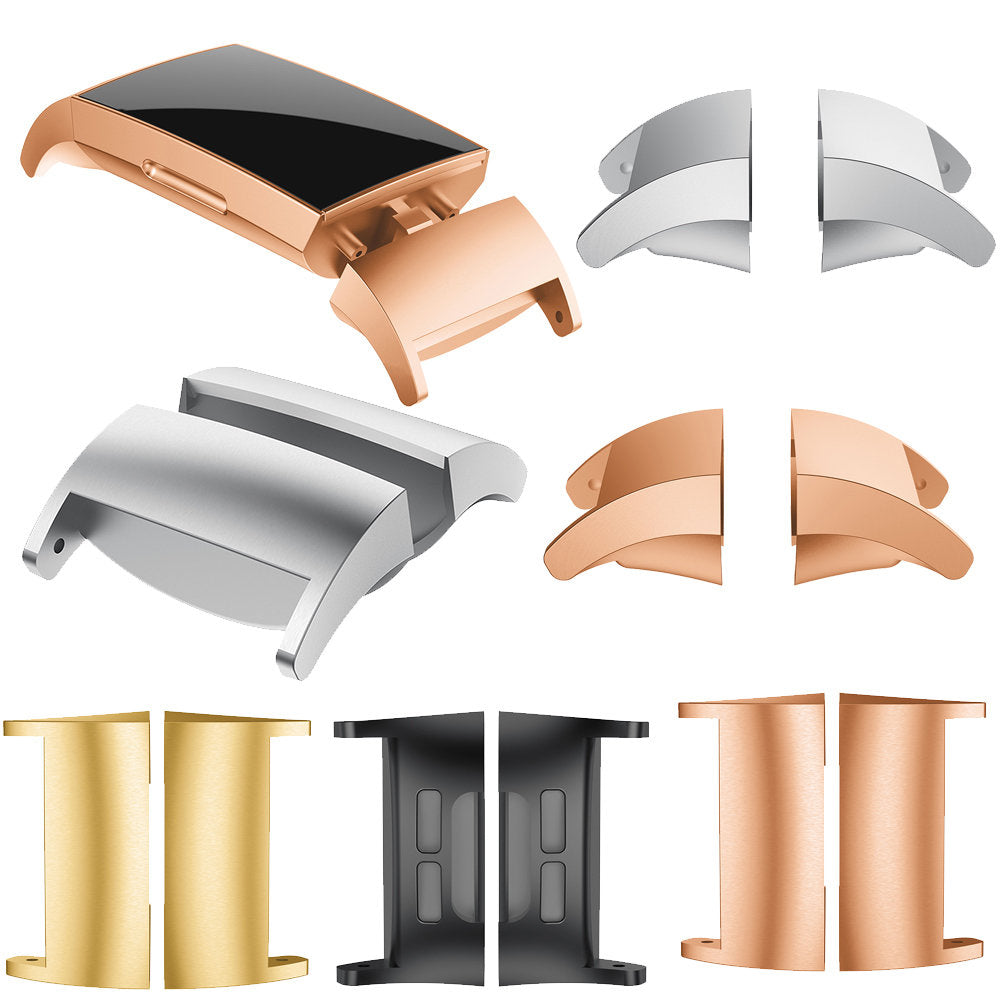 1 Pair Wristband Stainless Steel Connector Buckle Watch Strap Adapter for Fitbit Charge 3/4