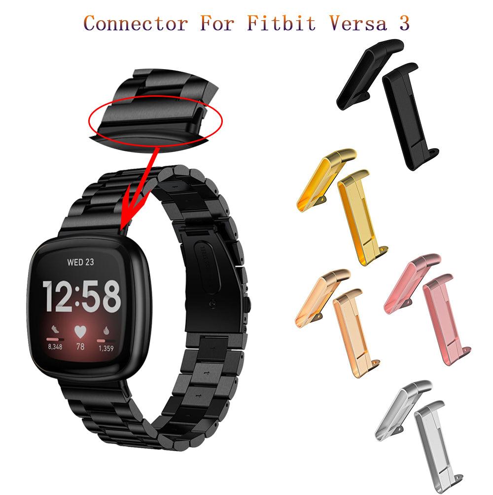 1Pair 22mm Replacement Accessories Stainless Steel Watch Strap Adapter Watch Band Connector Kit for Fitbit Versa 3