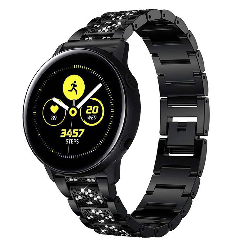 18mm 3-beads Rhinestone Decor Smart Watch Strap Metal Wrist Band for Garmin Venu 2S/Vivoactive 4S