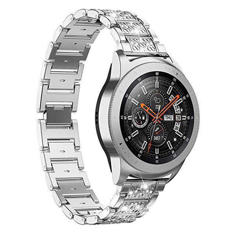 18mm 3-beads Rhinestone Decor Smart Watch Strap Metal Wrist Band for Garmin Venu 2S/Vivoactive 4S