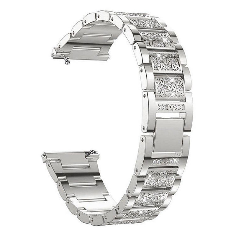 18mm 3-beads Rhinestone Decor Smart Watch Strap Metal Wrist Band for Garmin Venu 2S/Vivoactive 4S
