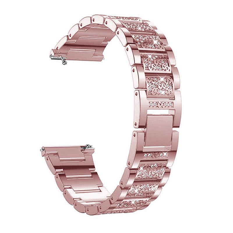 18mm 3-beads Rhinestone Decor Smart Watch Strap Metal Wrist Band for Garmin Venu 2S/Vivoactive 4S