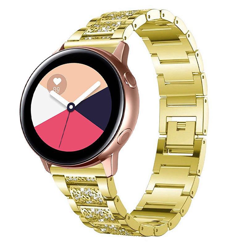 18mm 3-beads Rhinestone Decor Smart Watch Strap Metal Wrist Band for Garmin Venu 2S/Vivoactive 4S