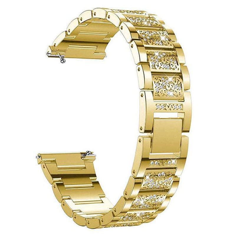 18mm 3-beads Rhinestone Decor Smart Watch Strap Metal Wrist Band for Garmin Venu 2S/Vivoactive 4S