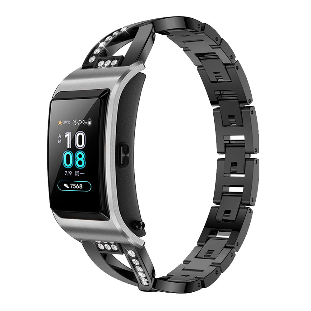 18mm Rhinestone Decor X Design Metal Watch Band Wrist Strap Replacement for Garmin Venu 2S/Vivoactive 4S