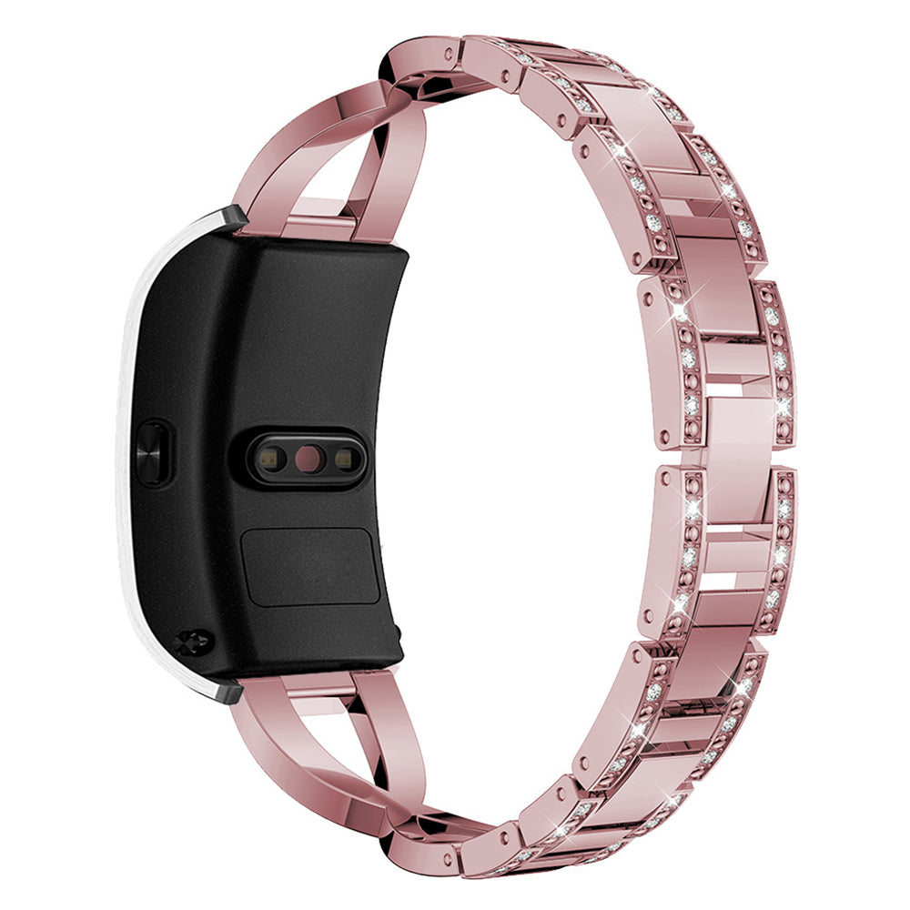 18mm Rhinestone Decor X Design Metal Watch Band Wrist Strap Replacement for Garmin Venu 2S/Vivoactive 4S