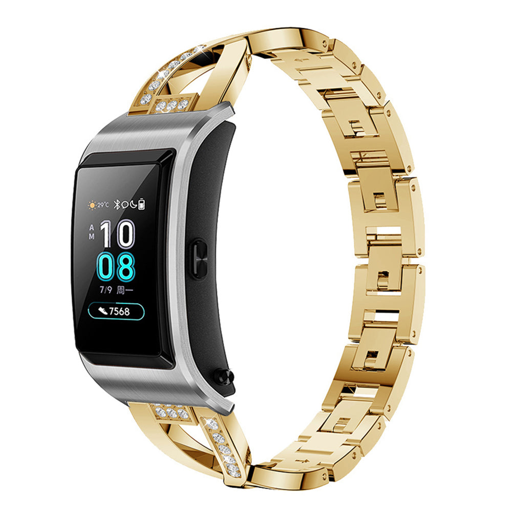 18mm Rhinestone Decor X Design Metal Watch Band Wrist Strap Replacement for Garmin Venu 2S/Vivoactive 4S