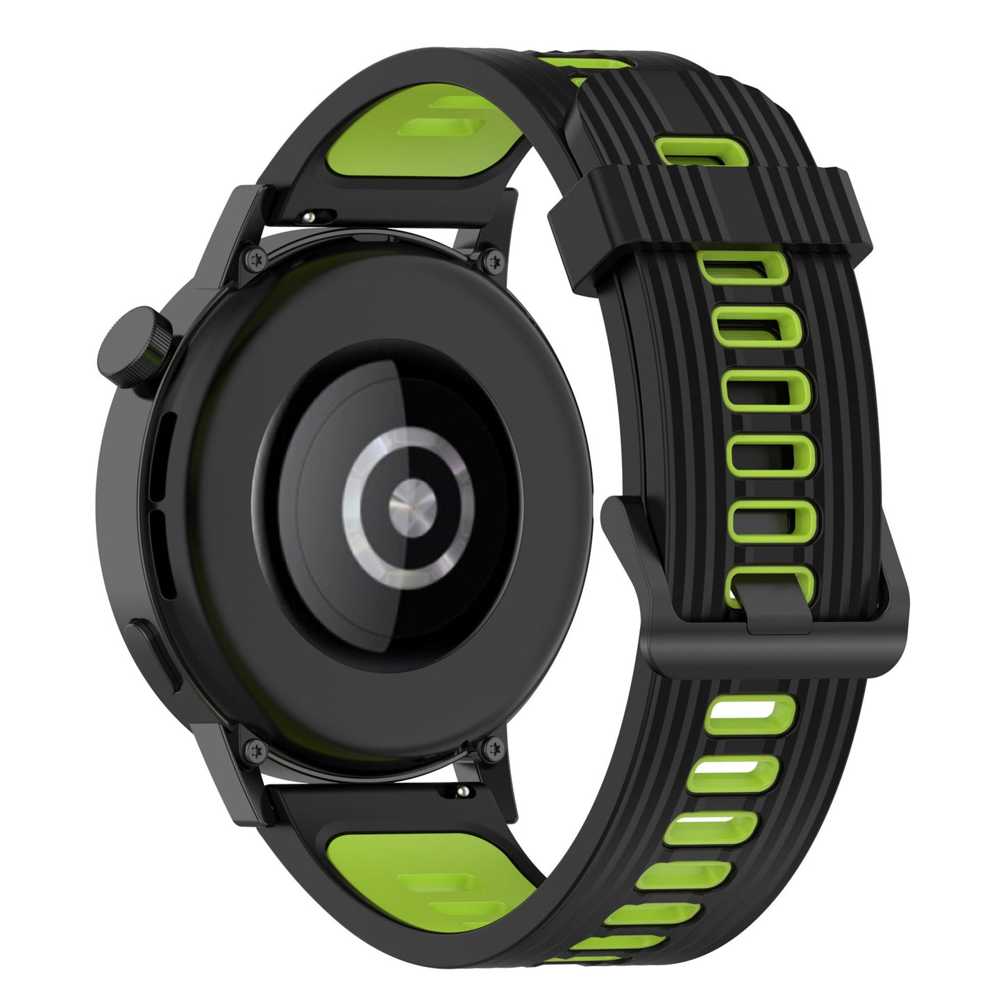 20mm Stripes Design Bi-color Silicone Soft Watch Band Adjustable Wrist Strap for Huawei Watch GT3 42mm/Samsung Galaxy Watch4 40mm/44mm
