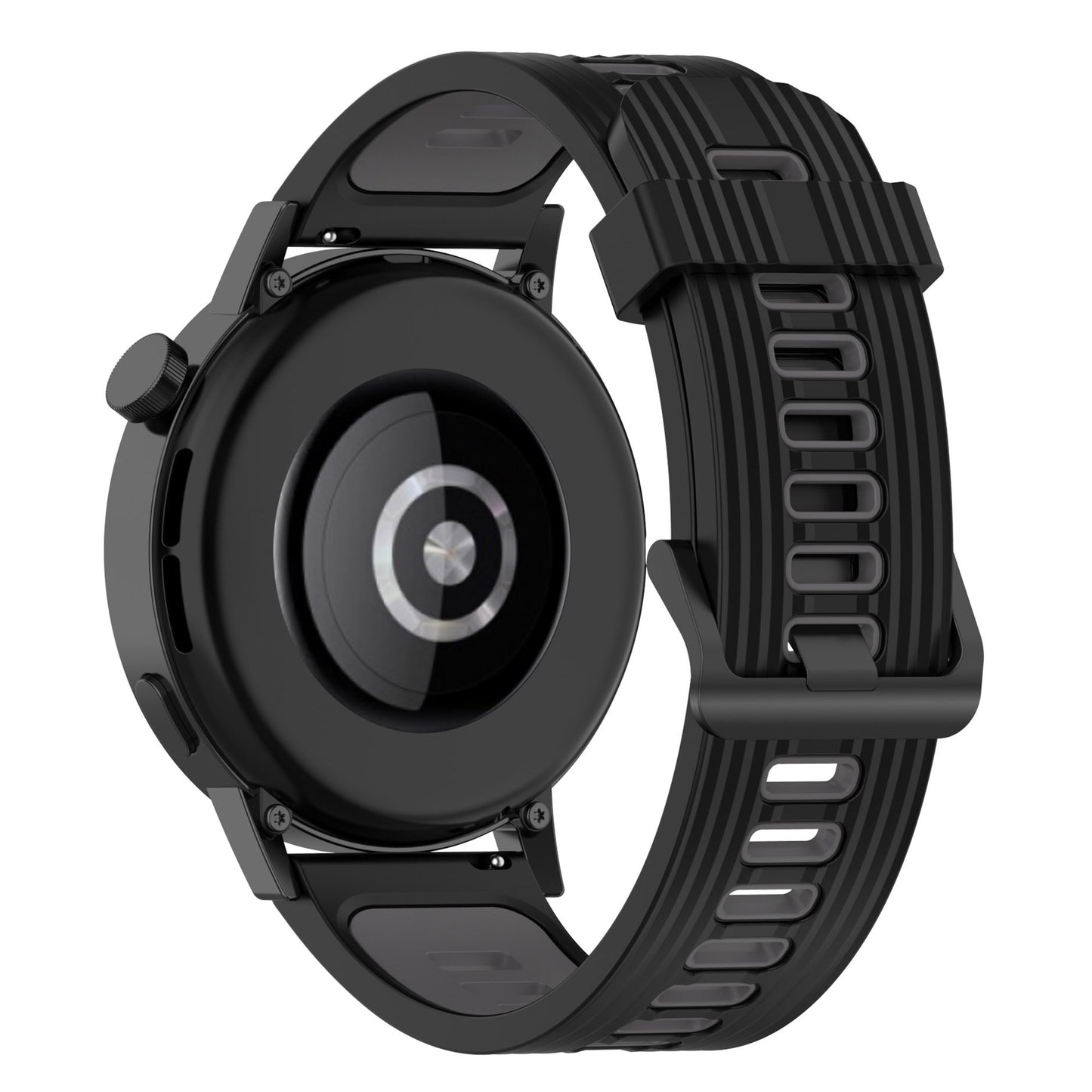 20mm Stripes Design Bi-color Silicone Soft Watch Band Adjustable Wrist Strap for Huawei Watch GT3 42mm/Samsung Galaxy Watch4 40mm/44mm