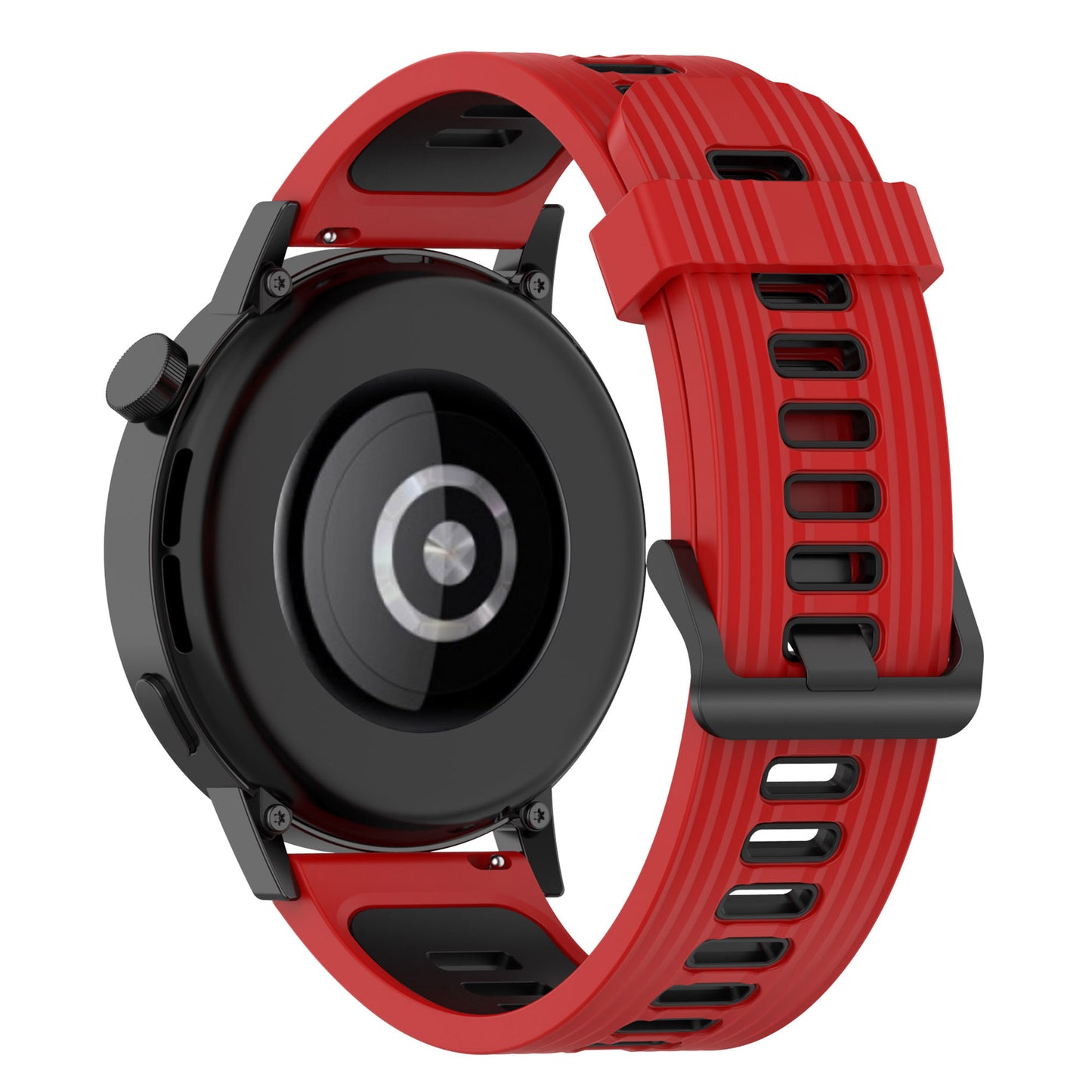 20mm Stripes Design Bi-color Silicone Soft Watch Band Adjustable Wrist Strap for Huawei Watch GT3 42mm/Samsung Galaxy Watch4 40mm/44mm