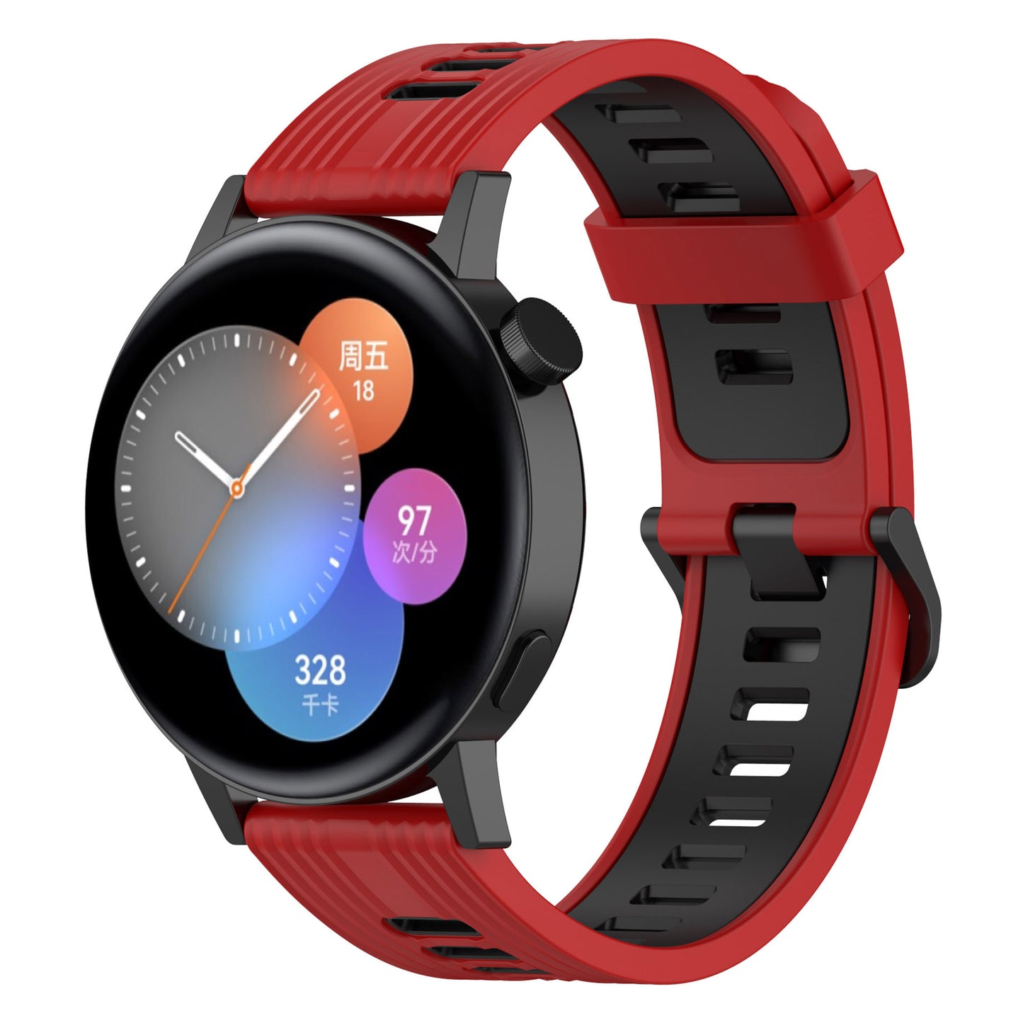 20mm Stripes Design Bi-color Silicone Soft Watch Band Adjustable Wrist Strap for Huawei Watch GT3 42mm/Samsung Galaxy Watch4 40mm/44mm