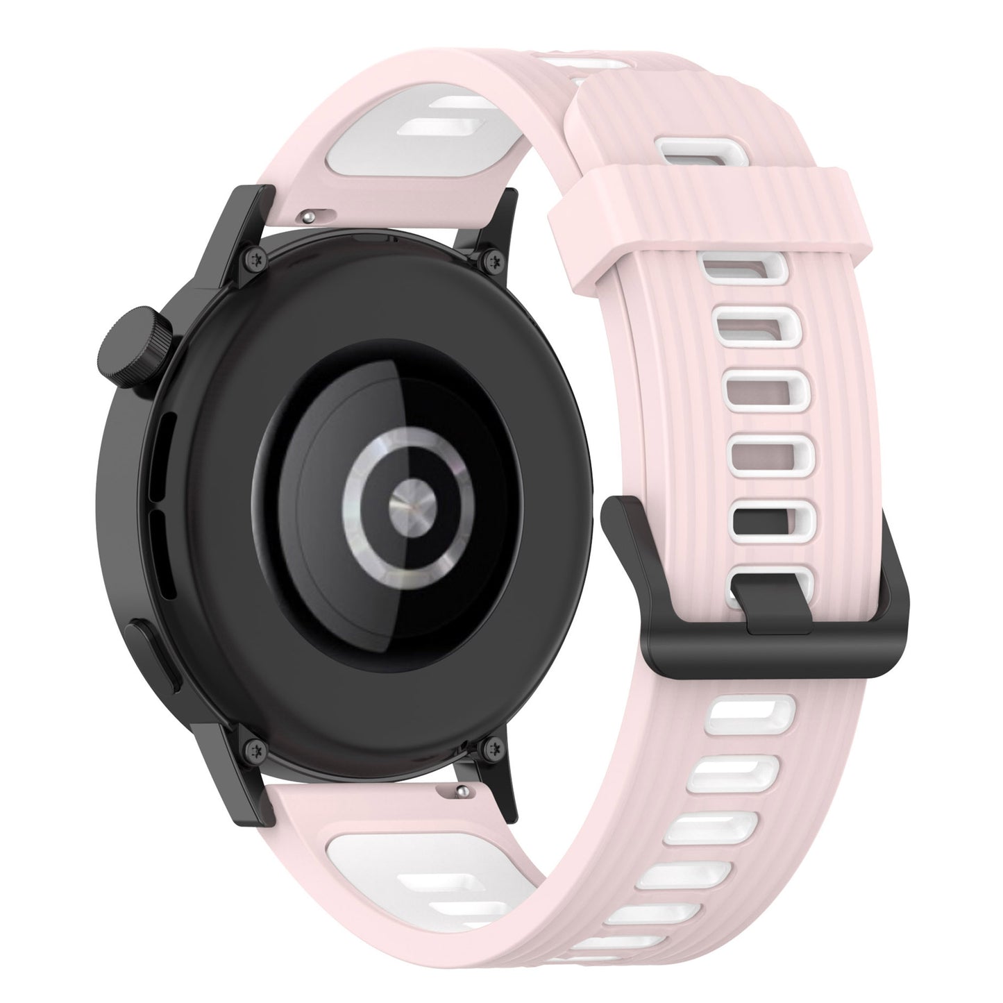 20mm Stripes Design Bi-color Silicone Soft Watch Band Adjustable Wrist Strap for Huawei Watch GT3 42mm/Samsung Galaxy Watch4 40mm/44mm