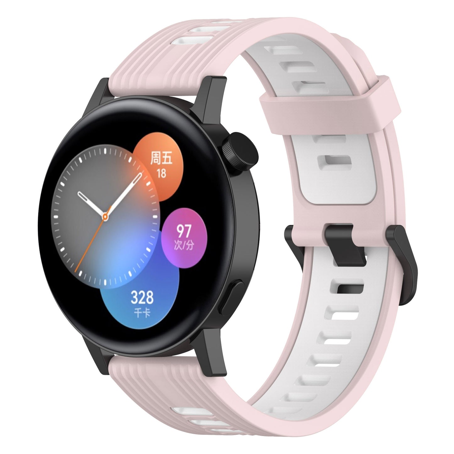 20mm Stripes Design Bi-color Silicone Soft Watch Band Adjustable Wrist Strap for Huawei Watch GT3 42mm/Samsung Galaxy Watch4 40mm/44mm