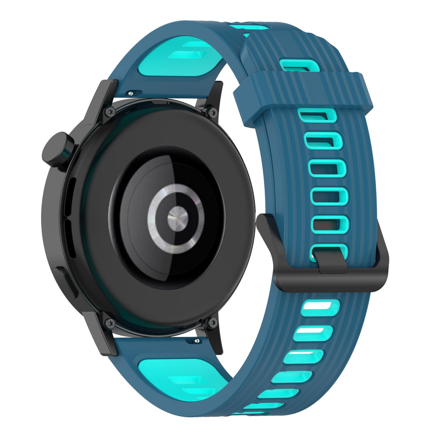20mm Stripes Design Bi-color Silicone Soft Watch Band Adjustable Wrist Strap for Huawei Watch GT3 42mm/Samsung Galaxy Watch4 40mm/44mm