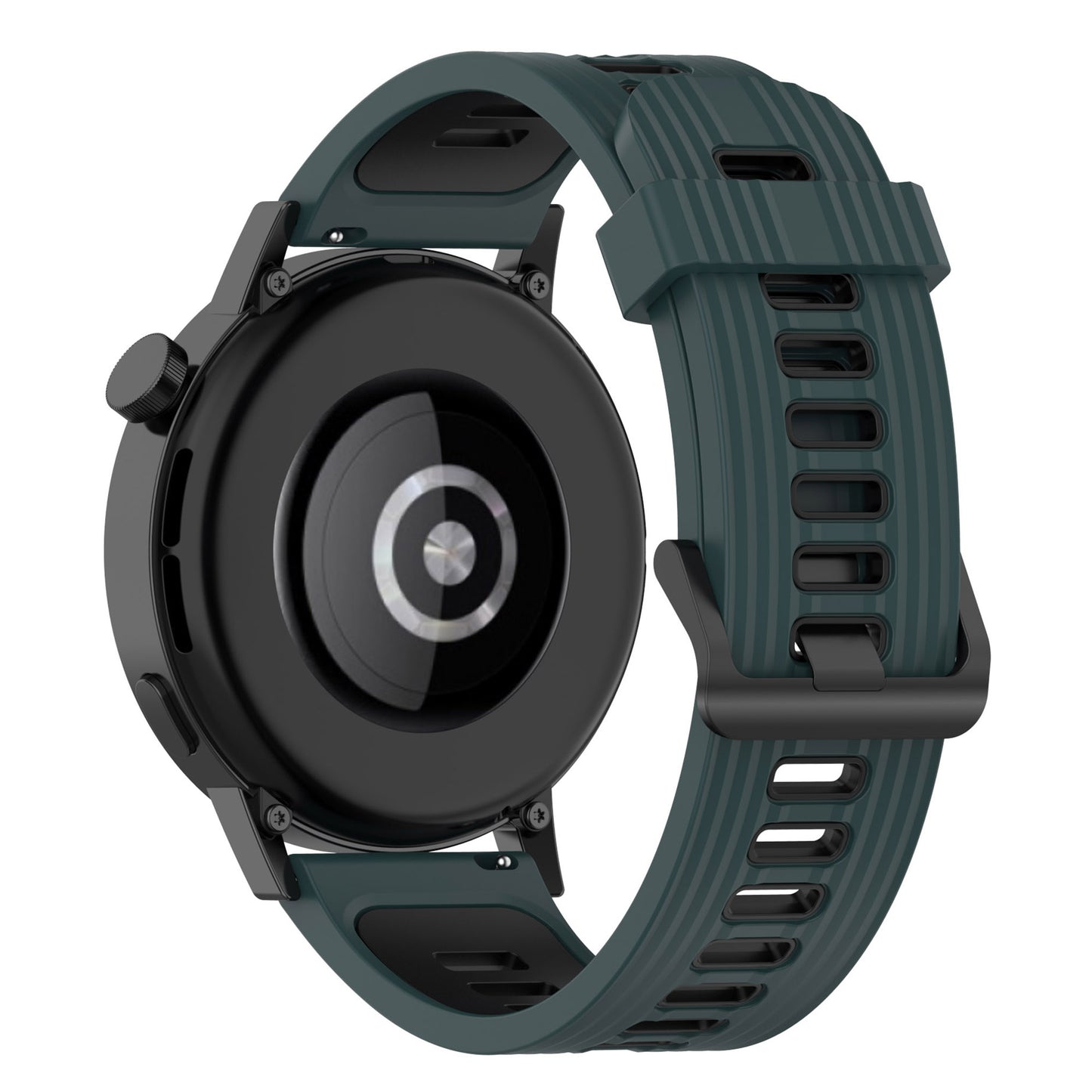 20mm Stripes Design Bi-color Silicone Soft Watch Band Adjustable Wrist Strap for Huawei Watch GT3 42mm/Samsung Galaxy Watch4 40mm/44mm