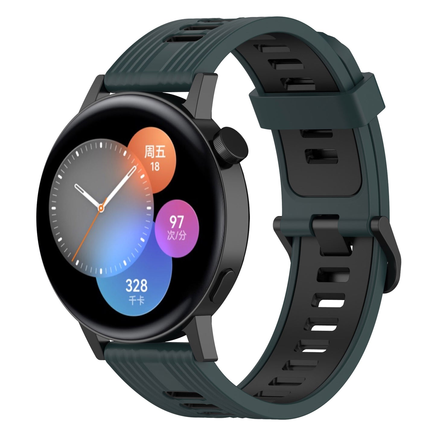 20mm Stripes Design Bi-color Silicone Soft Watch Band Adjustable Wrist Strap for Huawei Watch GT3 42mm/Samsung Galaxy Watch4 40mm/44mm