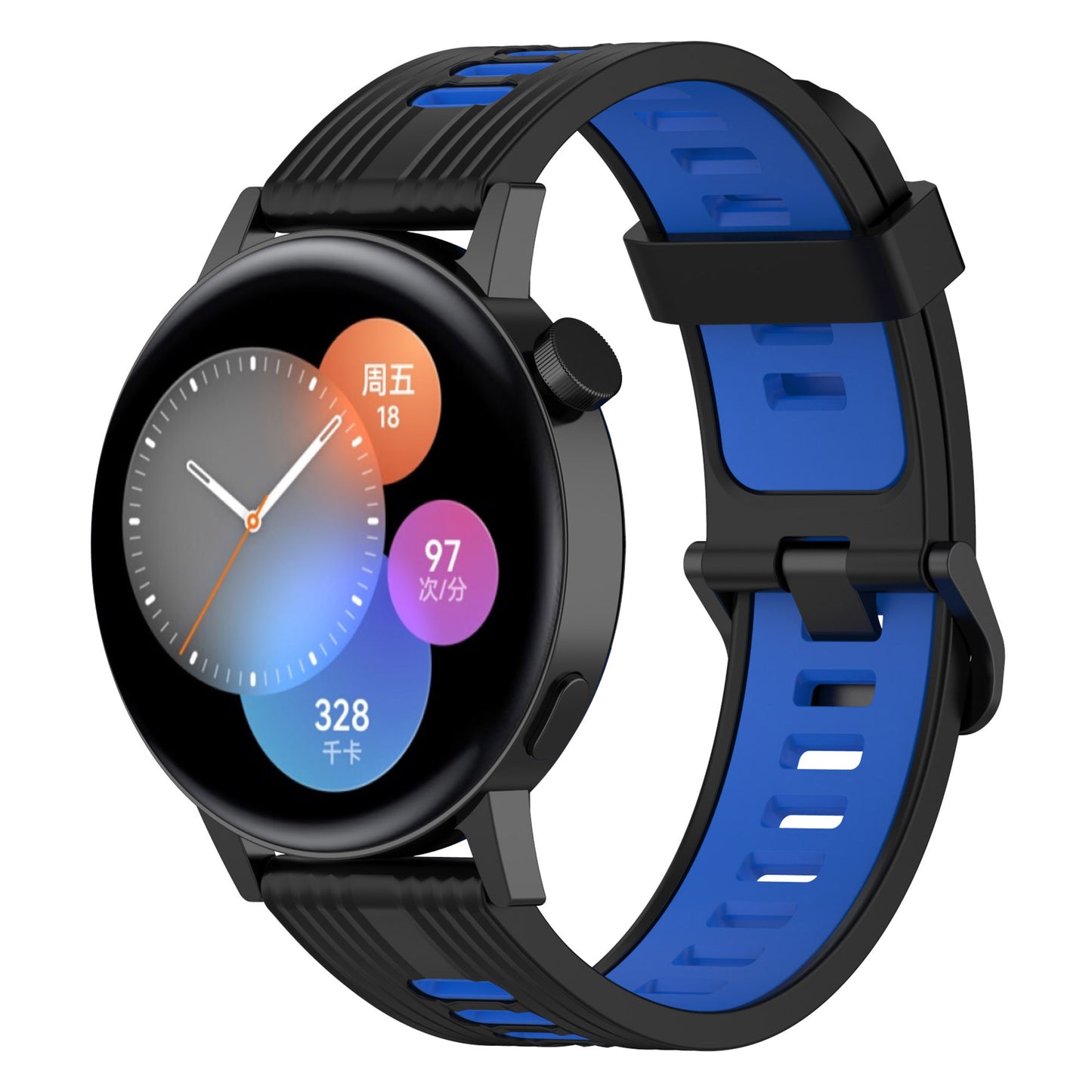 20mm Stripes Design Bi-color Silicone Soft Watch Band Adjustable Wrist Strap for Huawei Watch GT3 42mm/Samsung Galaxy Watch4 40mm/44mm