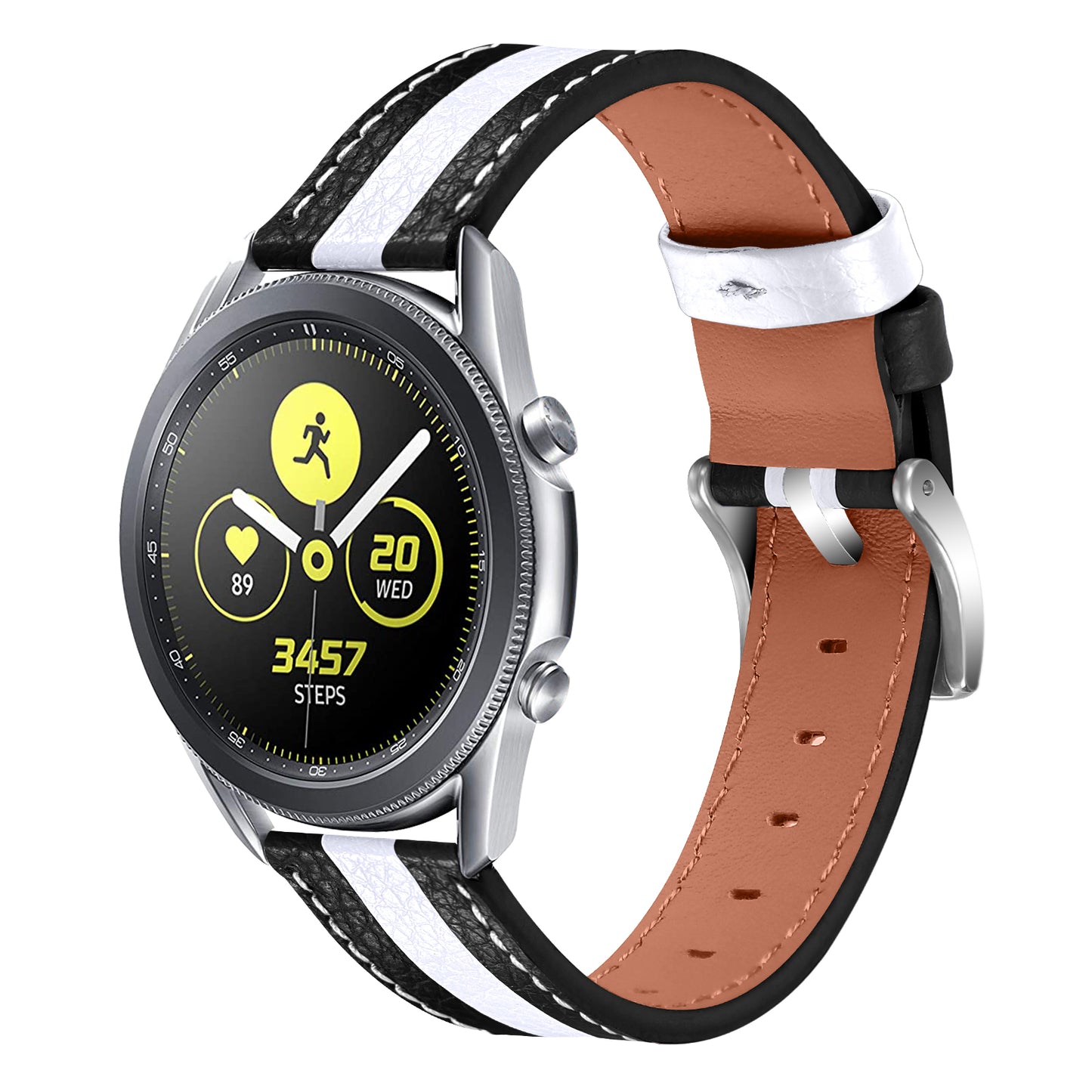 20mm Replacement Watch Strap for Huawei Watch GT 2 42mm/Watch 2 Color Splicing Adjustable Cowhide Leather Wrist Band