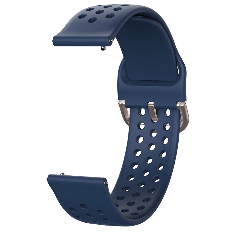 20mm Universal Round Holes Breathable Silicone Smart Watch Strap Replacement Wrist Band