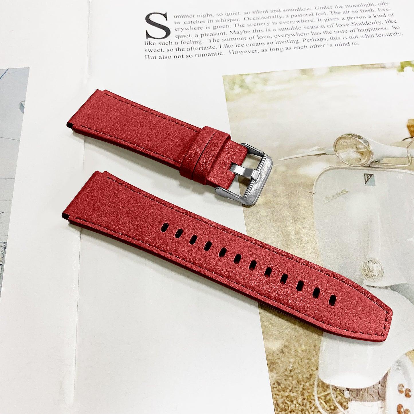 For Huami Amazfit Pace Double-sided Textured Cowhide Genuine Leather Watch Strap Replacement Wrist Band