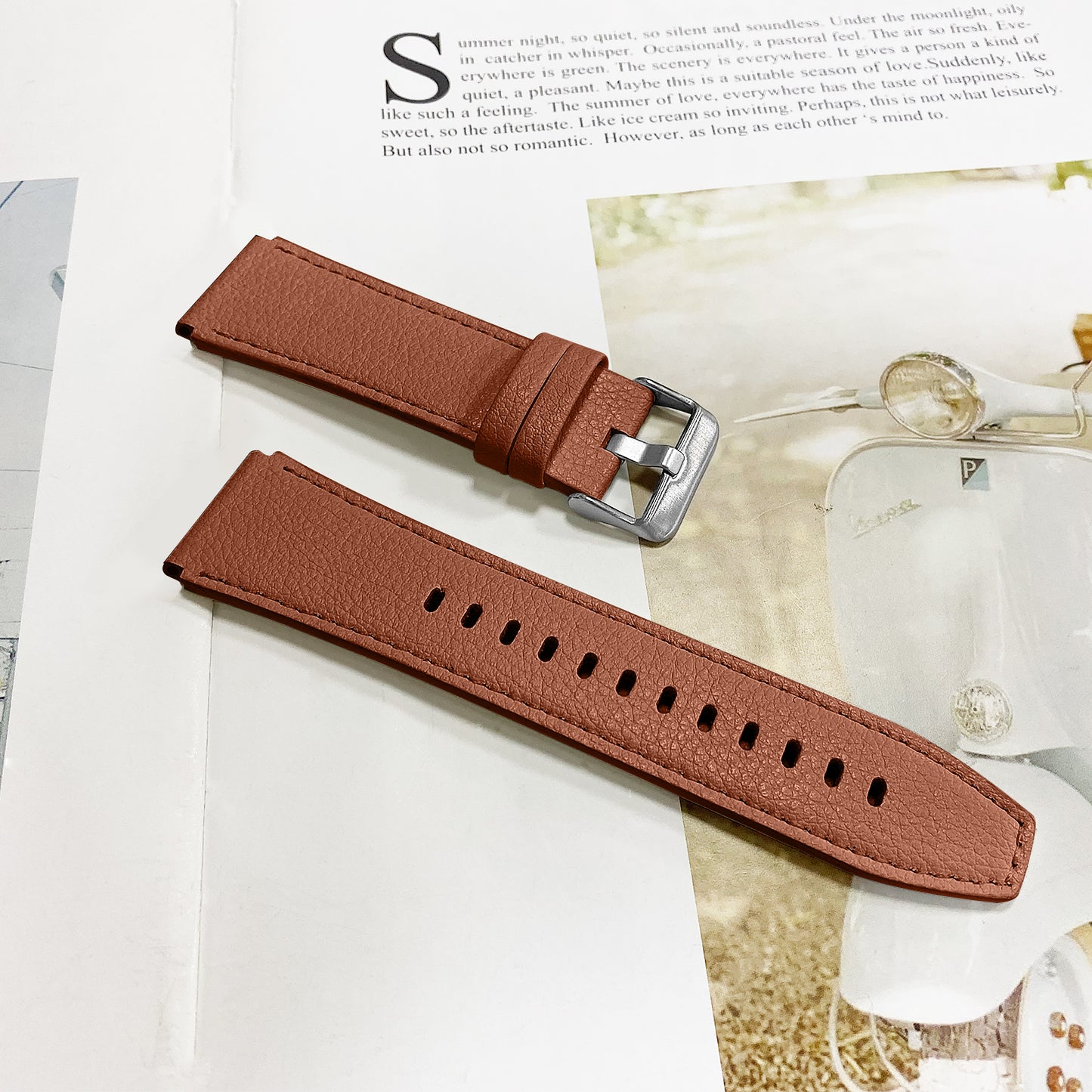 For Huami Amazfit Pace Double-sided Textured Cowhide Genuine Leather Watch Strap Replacement Wrist Band