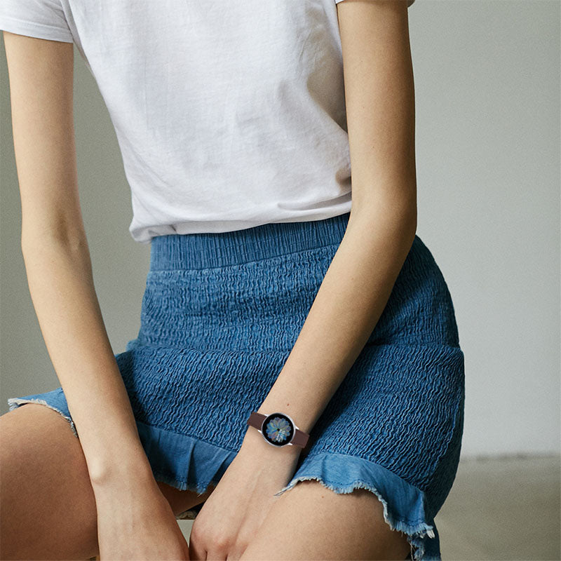 20mm Universal Watchband for Ticwatch 2/Ticwatch E/Ticwatch C2 Cowhide Leather Watch Strap with Stainless Steel Buckle