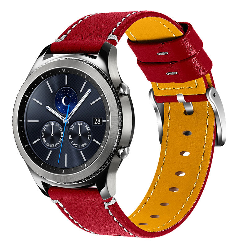 For Huawei Watch GT 2e/GT 2 46mm Stainless Steel Buckle Soft Cowhide Leather 22mm Universal Smart Watch Band Wrist Strap