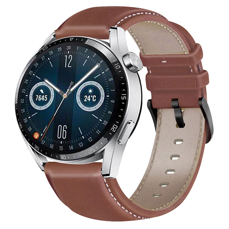 For HUAWEI Watch GT3/Samsung Galaxy Watch 46mm Leather Watch Band 22mm Universal Watch Strap with Buckle