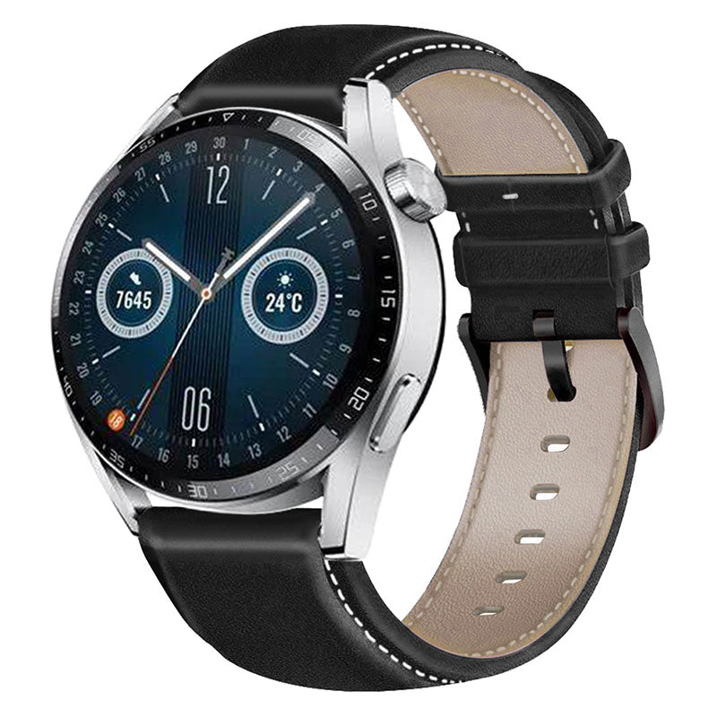 For HUAWEI Watch GT3/Samsung Galaxy Watch 46mm Leather Watch Band 22mm Universal Watch Strap with Buckle