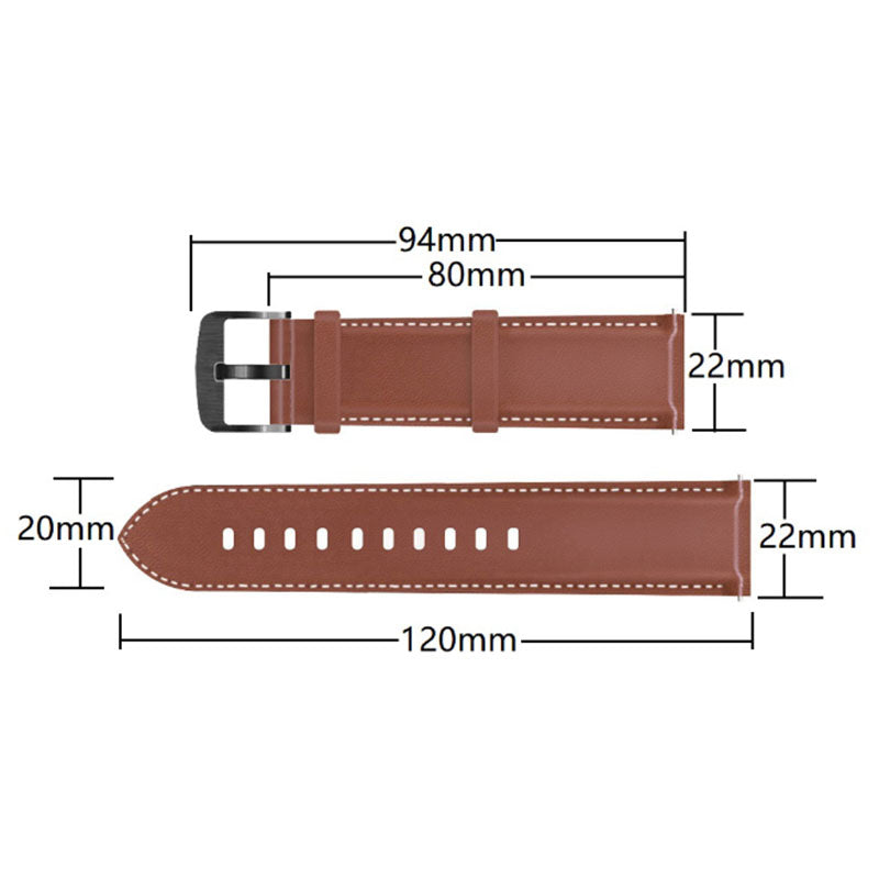 For HUAWEI Watch GT3/Samsung Galaxy Watch 46mm Leather Watch Band 22mm Universal Watch Strap with Buckle