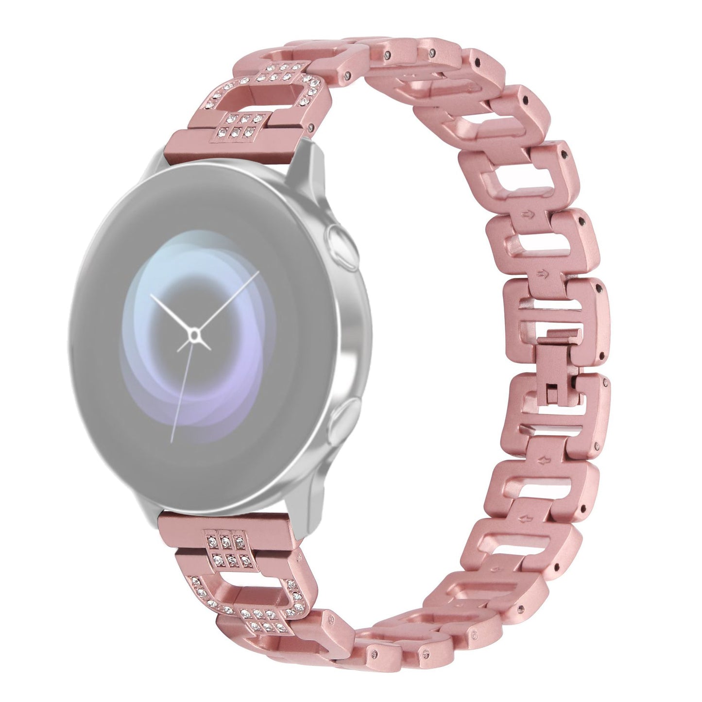 For Huawei Watch GT 2e Samsung Galaxy Watch 46mm Universal 22mm Rhinestone Decorative D-chain Watch Strap Stainless Steel Watchband