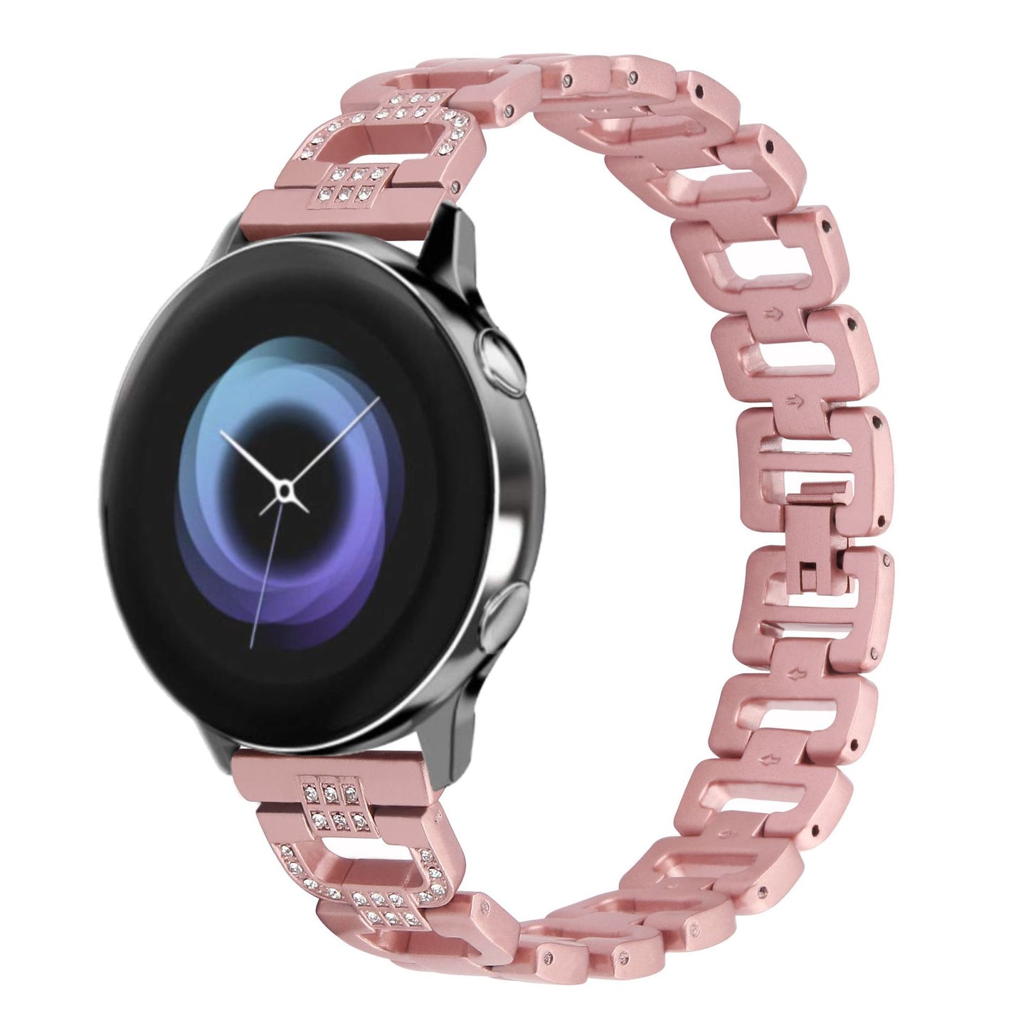 For Huawei Watch GT 2e Samsung Galaxy Watch 46mm Universal 22mm Rhinestone Decorative D-chain Watch Strap Stainless Steel Watchband