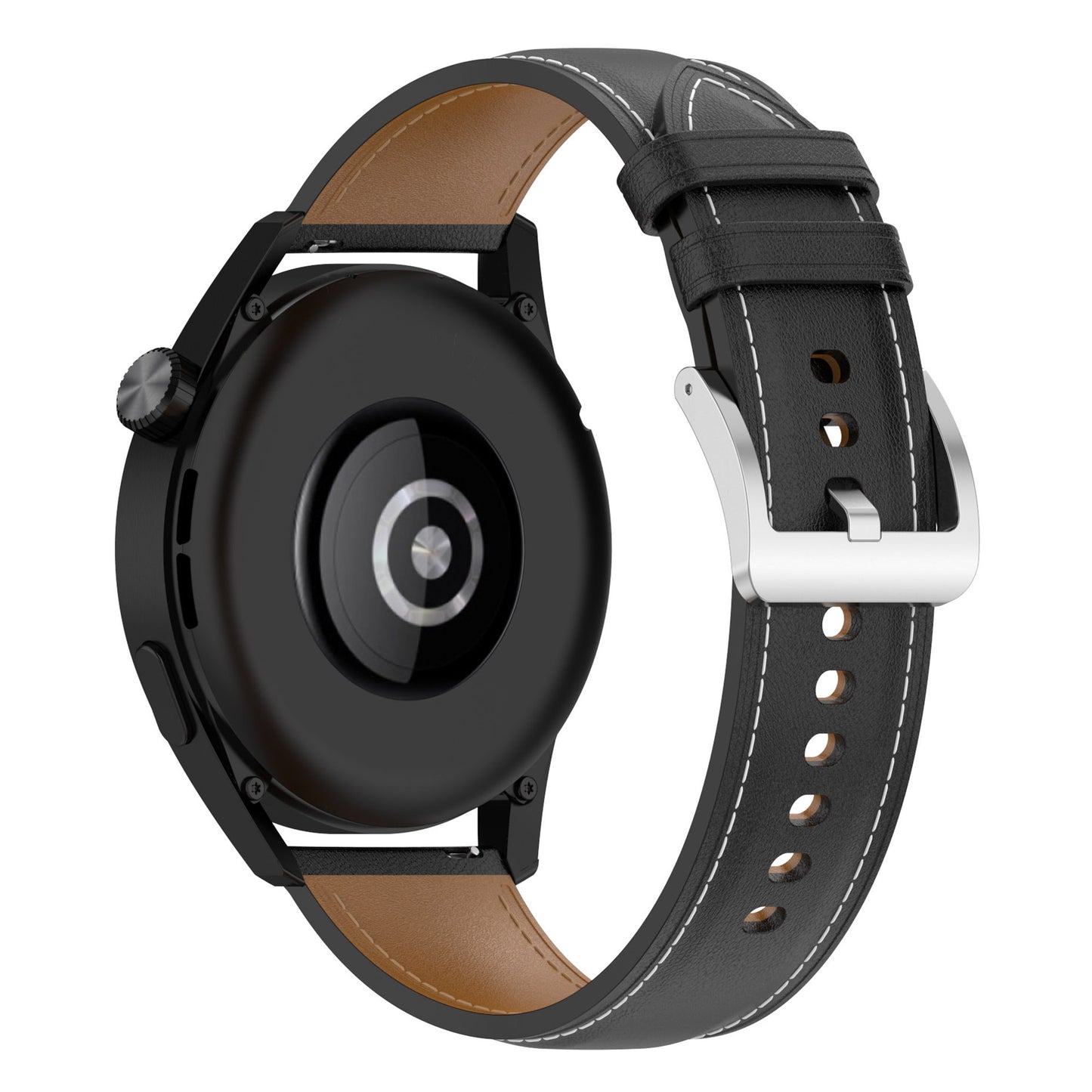 For Huawei Watch GT/Samsung Gear S3/Galaxy Watch 46mm Smart Watch Band 22mm Universal Stitching Line First Layer Cowhide Solid Color Strap