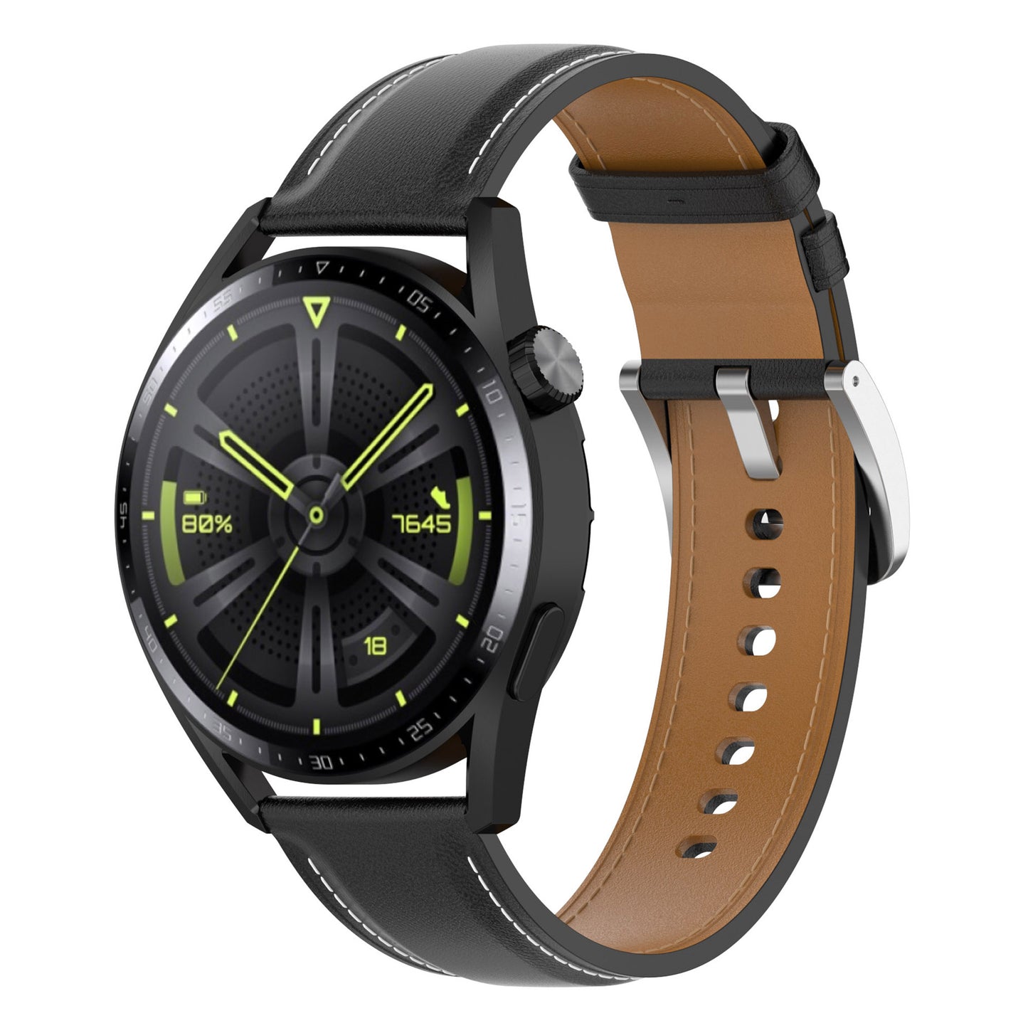 For Huawei Watch GT/Samsung Gear S3/Galaxy Watch 46mm Smart Watch Band 22mm Universal Stitching Line First Layer Cowhide Solid Color Strap