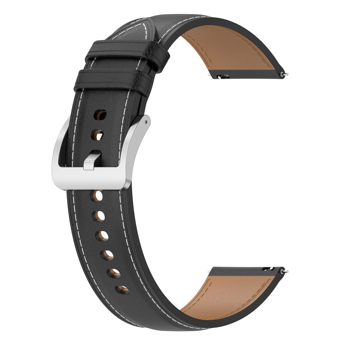 For Huawei Watch GT/Samsung Gear S3/Galaxy Watch 46mm Smart Watch Band 22mm Universal Stitching Line First Layer Cowhide Solid Color Strap