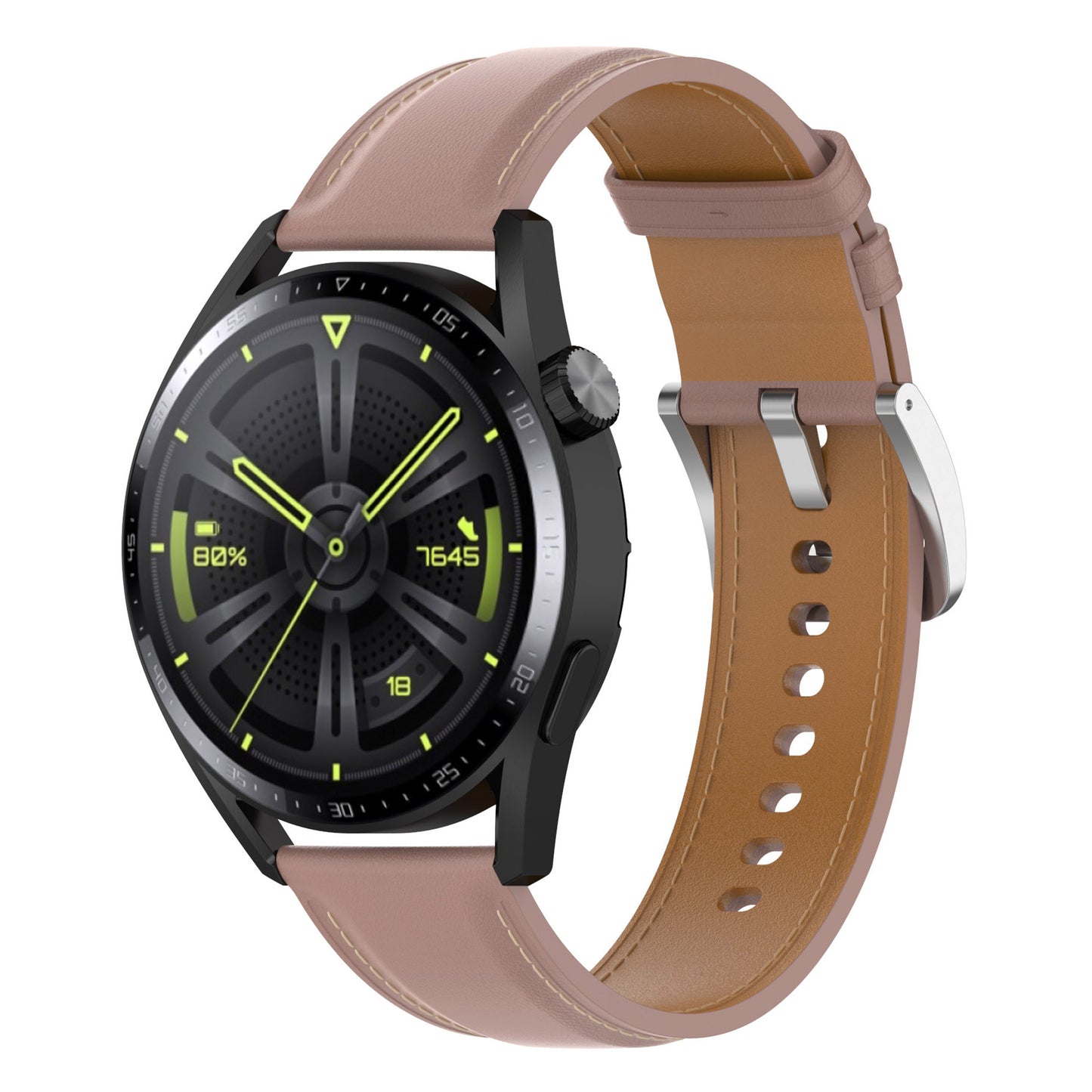 For Huawei Watch GT/Samsung Gear S3/Galaxy Watch 46mm Smart Watch Band 22mm Universal Stitching Line First Layer Cowhide Solid Color Strap