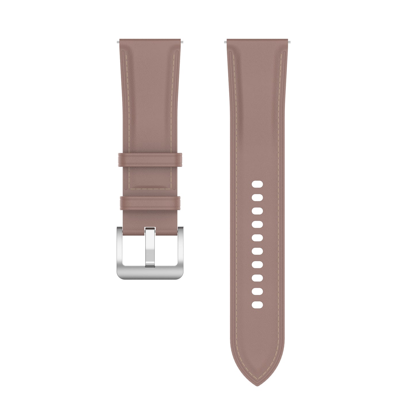 For Huawei Watch GT/Samsung Gear S3/Galaxy Watch 46mm Smart Watch Band 22mm Universal Stitching Line First Layer Cowhide Solid Color Strap