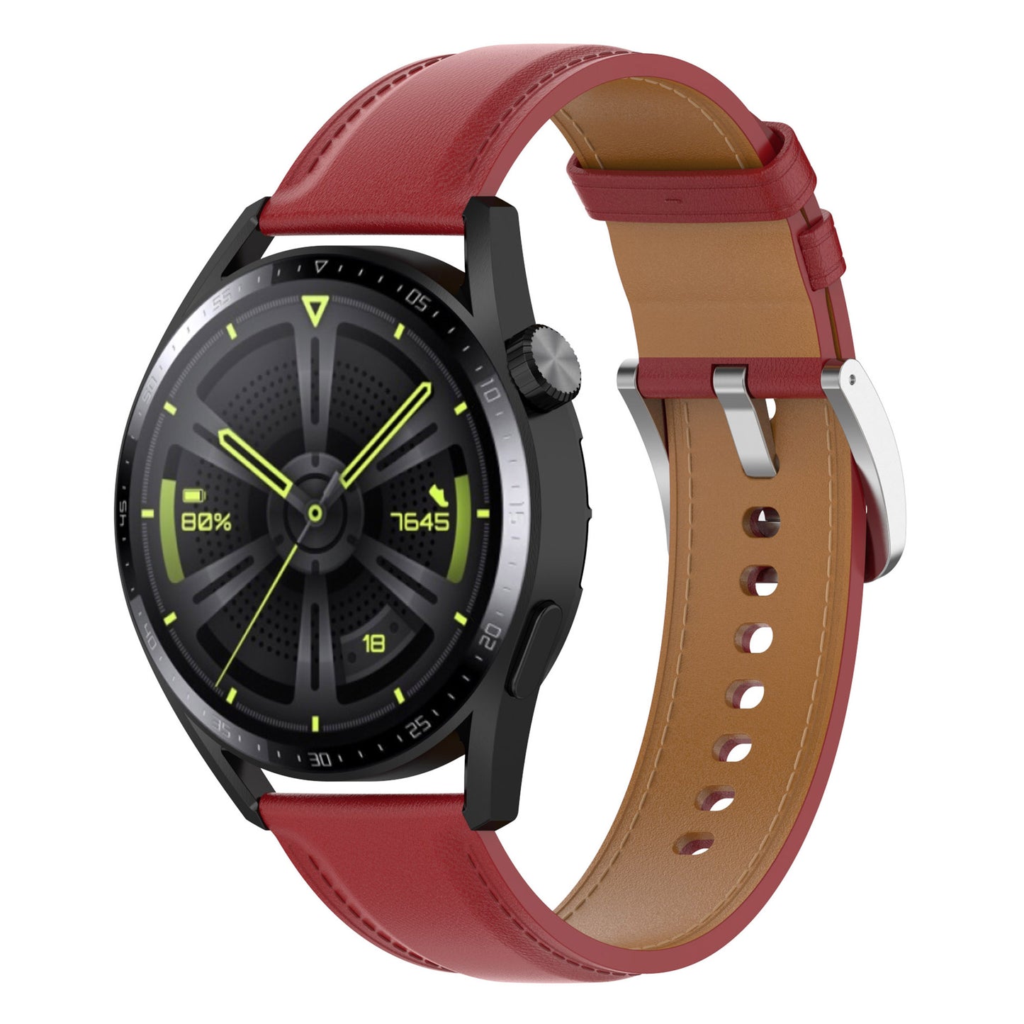 For Huawei Watch GT/Samsung Gear S3/Galaxy Watch 46mm Smart Watch Band 22mm Universal Stitching Line First Layer Cowhide Solid Color Strap