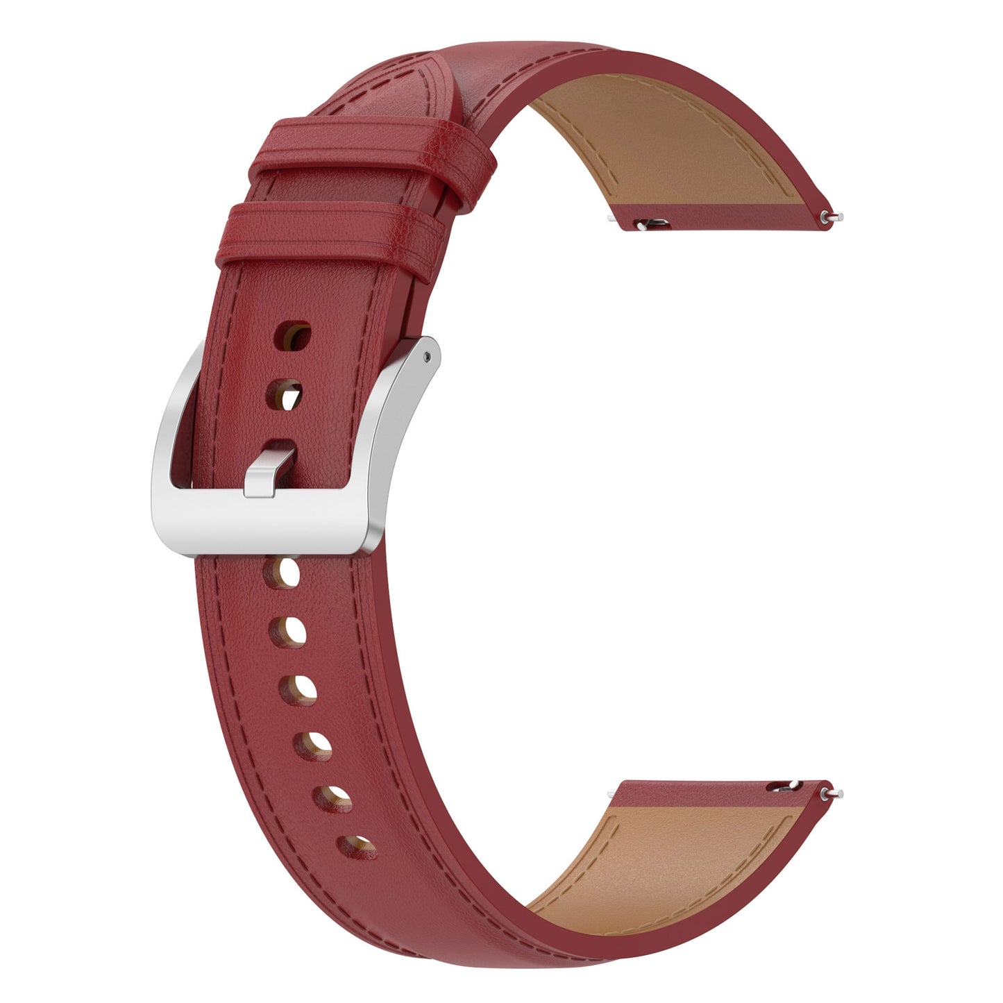 For Huawei Watch GT/Samsung Gear S3/Galaxy Watch 46mm Smart Watch Band 22mm Universal Stitching Line First Layer Cowhide Solid Color Strap