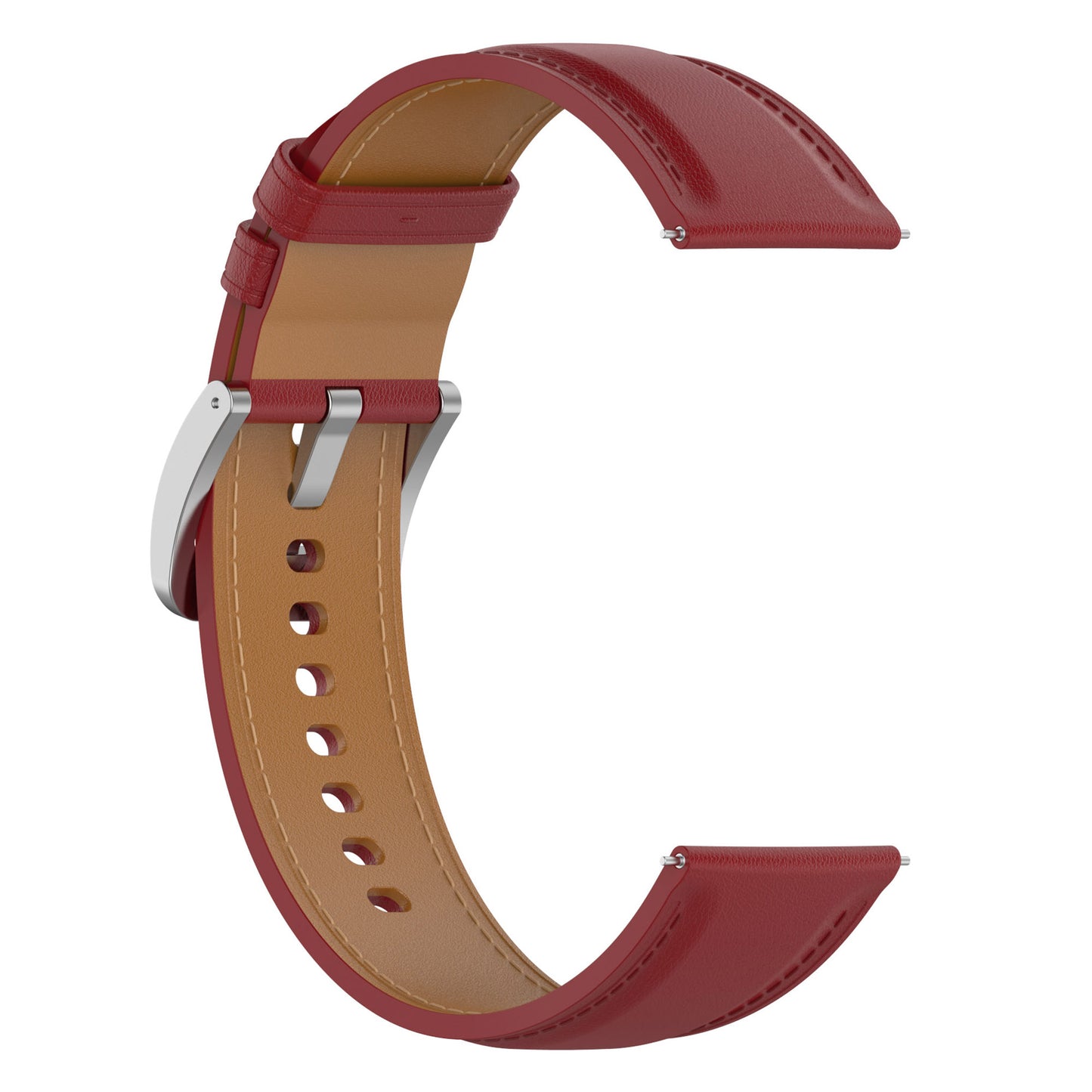 For Huawei Watch GT/Samsung Gear S3/Galaxy Watch 46mm Smart Watch Band 22mm Universal Stitching Line First Layer Cowhide Solid Color Strap