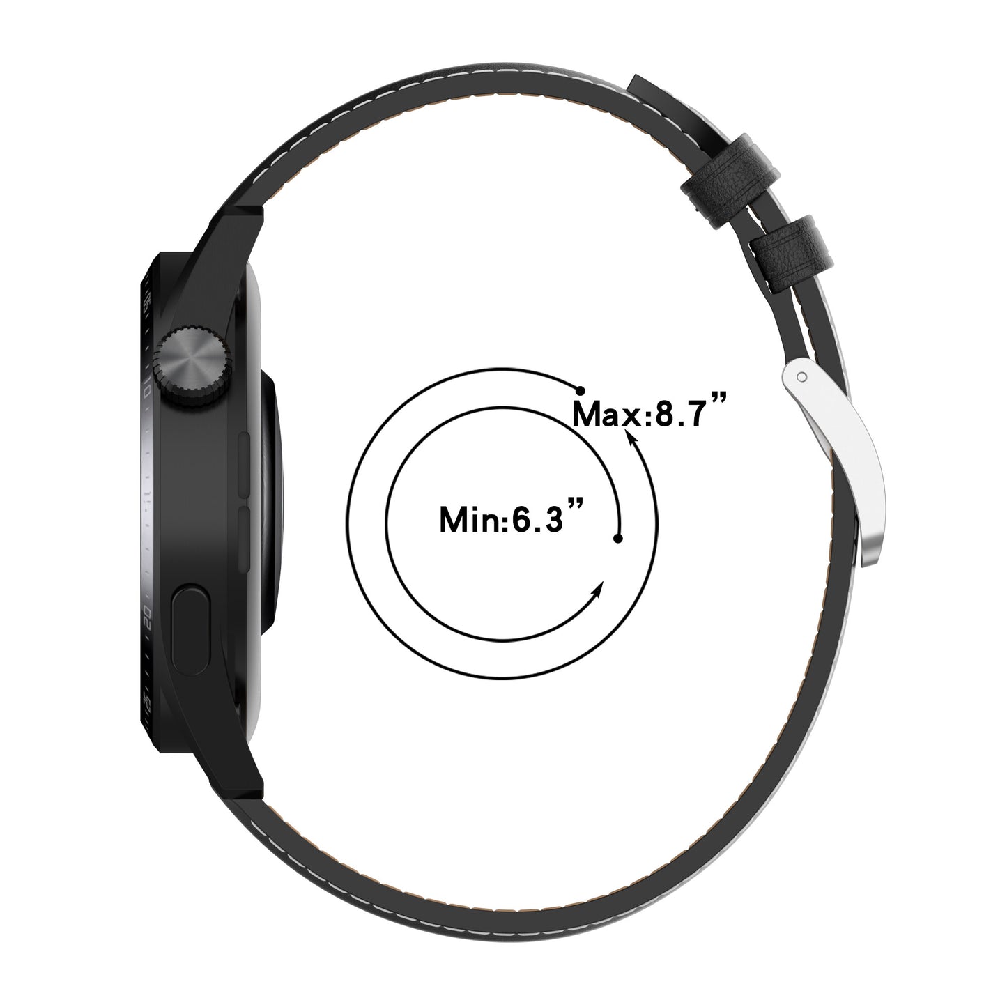 For Huawei Watch GT/Samsung Gear S3/Galaxy Watch 46mm Smart Watch Band 22mm Universal Stitching Line First Layer Cowhide Solid Color Strap