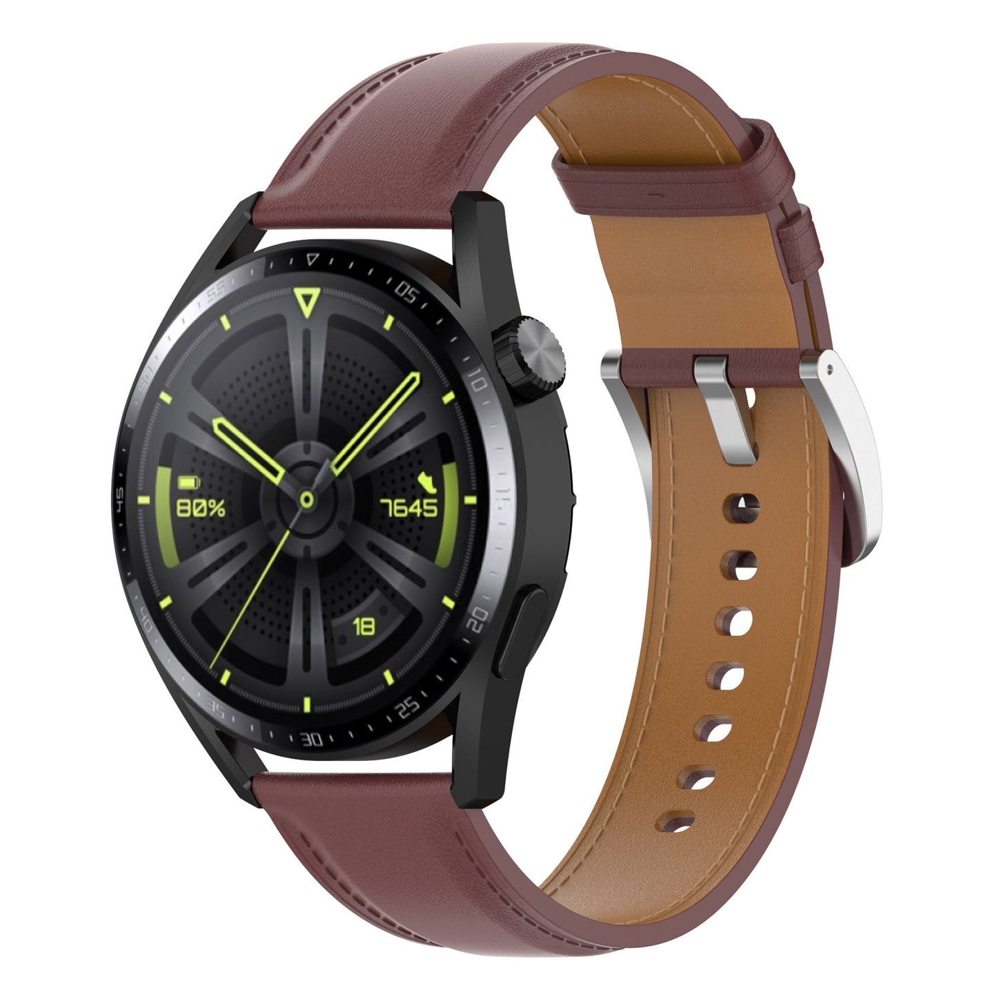 For Huawei Watch GT/Samsung Gear S3/Galaxy Watch 46mm Smart Watch Band 22mm Universal Stitching Line First Layer Cowhide Solid Color Strap