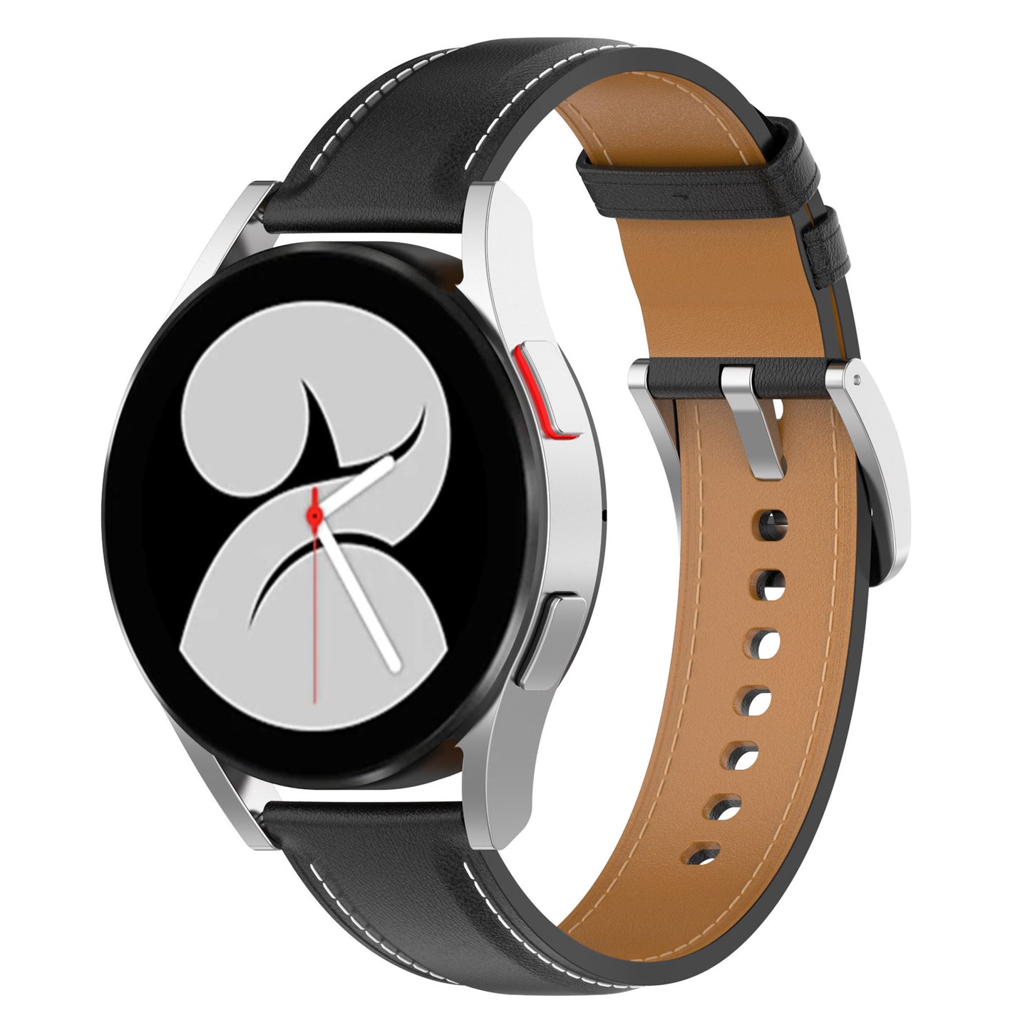 For Huawei Watch GT2/Samsung Galaxy Watch Active 20mm Universal Stitching Line First Layer Cowhide Solid Color Smart Watch Replacement Strap