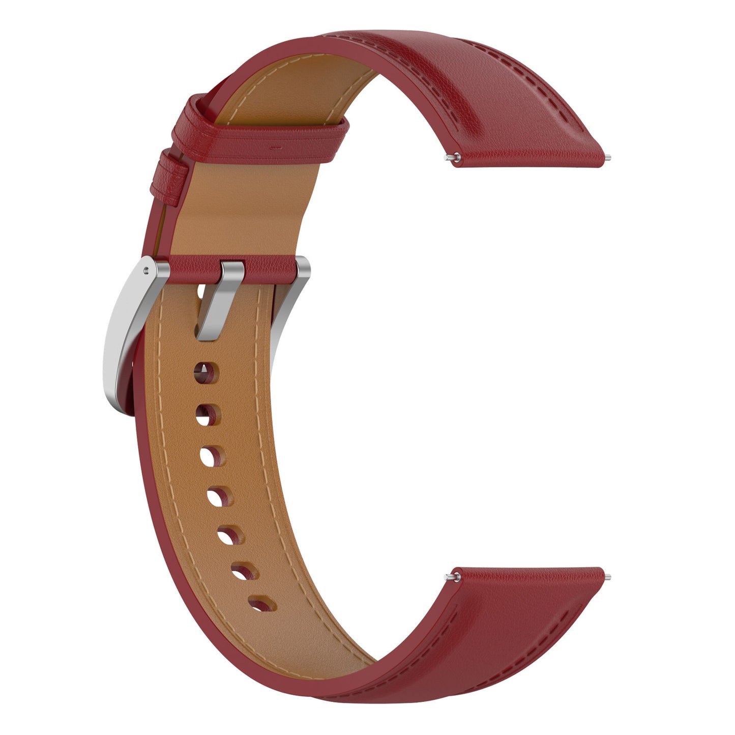 For Huawei Watch GT2/Samsung Galaxy Watch Active 20mm Universal Stitching Line First Layer Cowhide Solid Color Smart Watch Replacement Strap