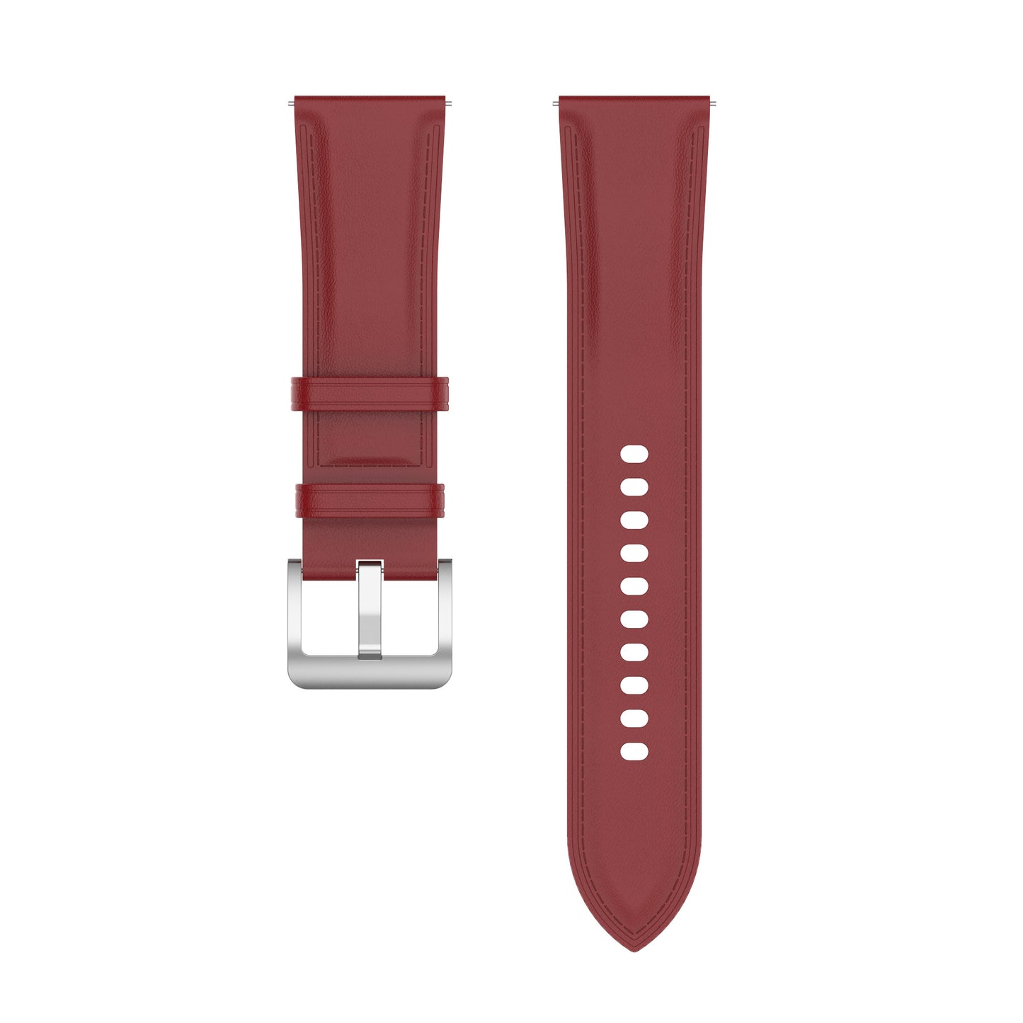 For Huawei Watch GT2/Samsung Galaxy Watch Active 20mm Universal Stitching Line First Layer Cowhide Solid Color Smart Watch Replacement Strap