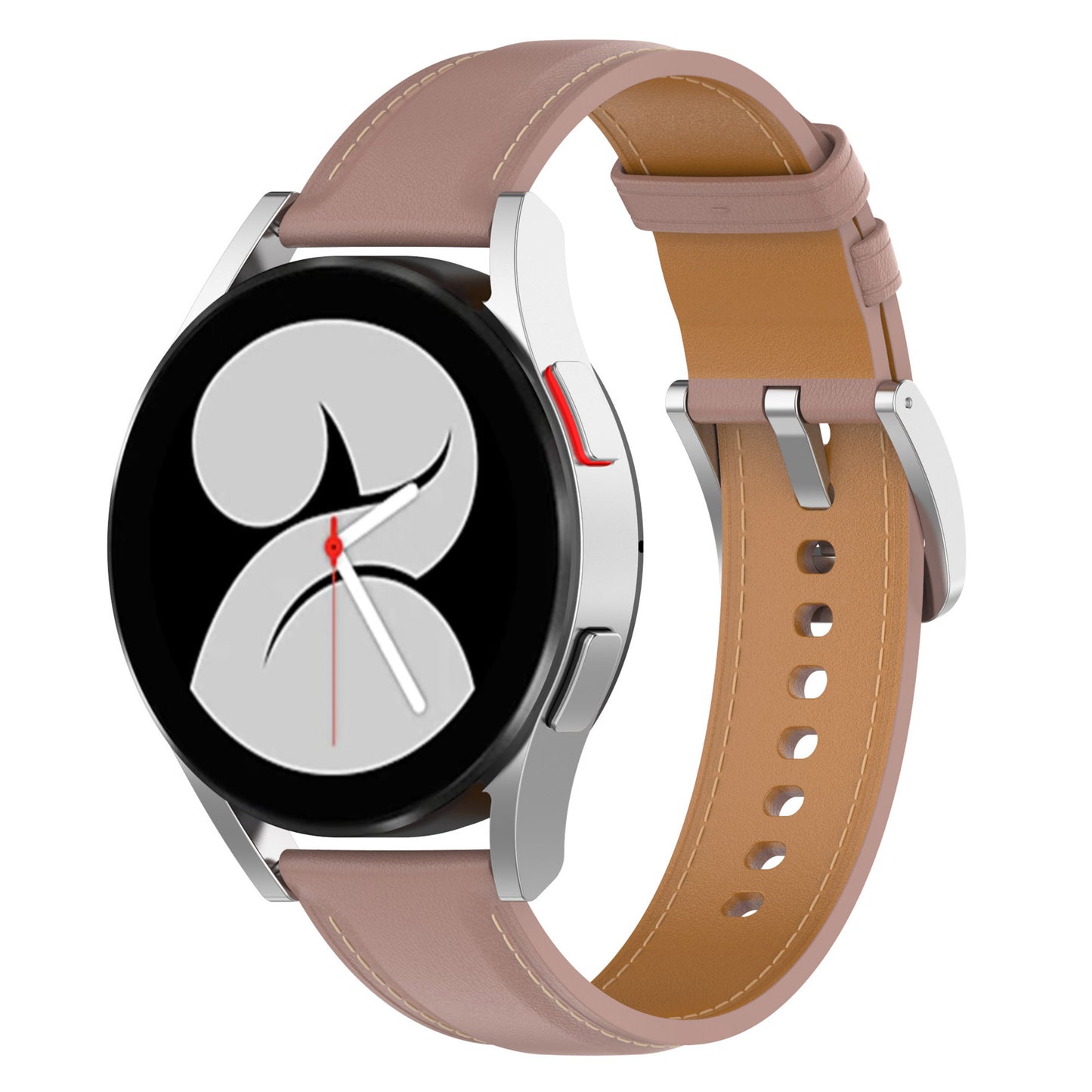 For Huawei Watch GT2/Samsung Galaxy Watch Active 20mm Universal Stitching Line First Layer Cowhide Solid Color Smart Watch Replacement Strap