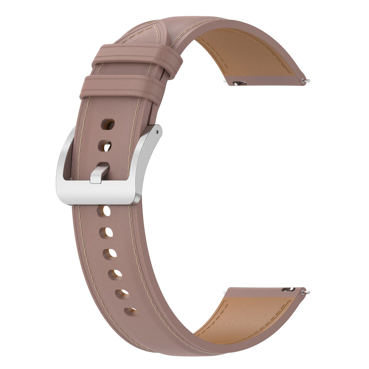 For Huawei Watch GT2/Samsung Galaxy Watch Active 20mm Universal Stitching Line First Layer Cowhide Solid Color Smart Watch Replacement Strap