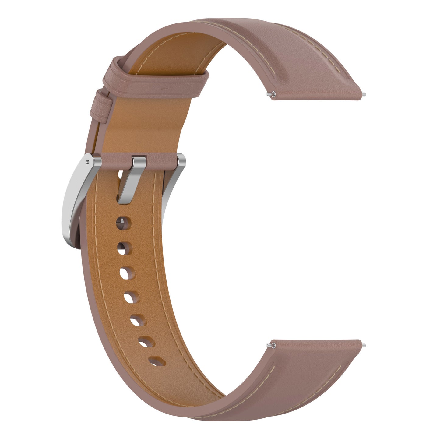 For Huawei Watch GT2/Samsung Galaxy Watch Active 20mm Universal Stitching Line First Layer Cowhide Solid Color Smart Watch Replacement Strap